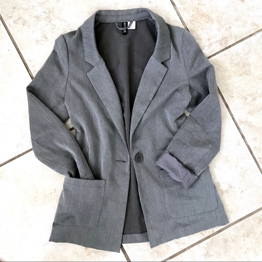 H&M Grey Blazers | Women's Office Outerwear Jacket